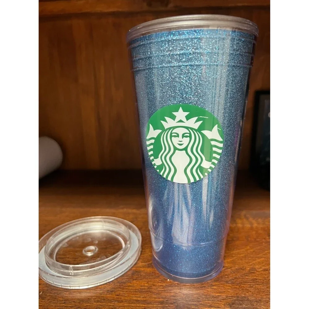 Starbucks‎ Blue Glitter Tumbler Metallic